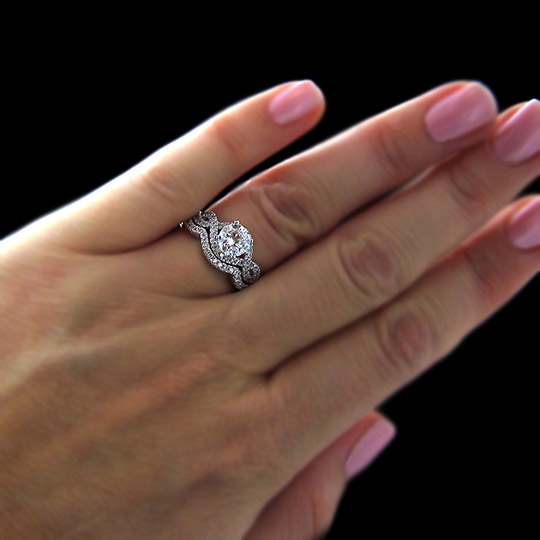 1.44 tcw Halo Diamond Engagement Ring - Click Image to Close